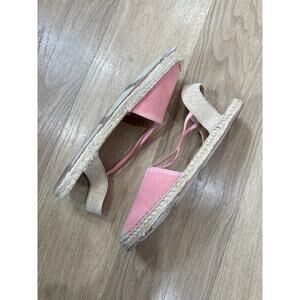 Talbots Ivy Closed Toe Espadrille Flats in a Pink / Coral Silk Suede Size 9.5